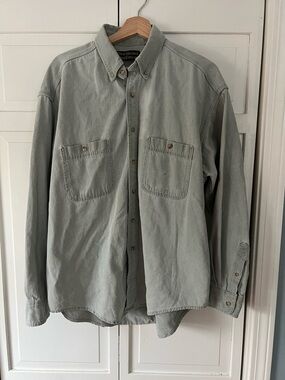 Vintage Northeast Outfitters Light Blue 100% Cotton Button-Up Shirt L Workwear